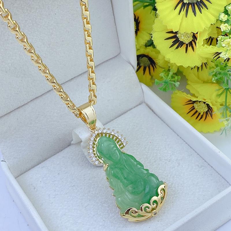 Dây chuyền nữ chữ công 5 chỉ+mặt phật cẩm thạch trang sức bảo long