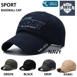 Toko 1973 Baseball Cap SPORT - Topi Baseball Embroidered Hip Hop Snapback Adjustable 100% Cotton Ukuran 1size Adjustable Warna NAVY