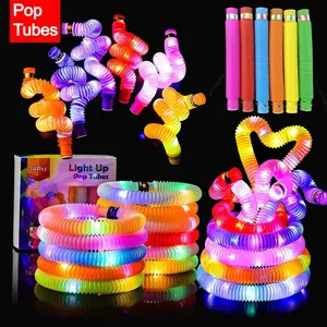 Mainan Anak Viral Light Up Pop Tubes / Pop Pipes / Pipa lampu Led Fidget toy