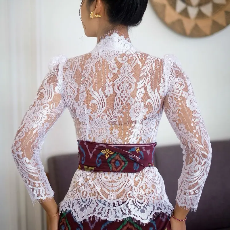 Kebaya Jadi 1467 Semiprancis Metalik Bahu Rempel Lengan Panjang(only kebaya saja) 2