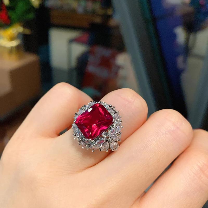 Product Introduction of 2022 New Arrival Ruby Gemstone Neckle Pendant Ring Drop Earrings Women's Luxury Wedding Party Jewelry Sets Anniversary Gift 7