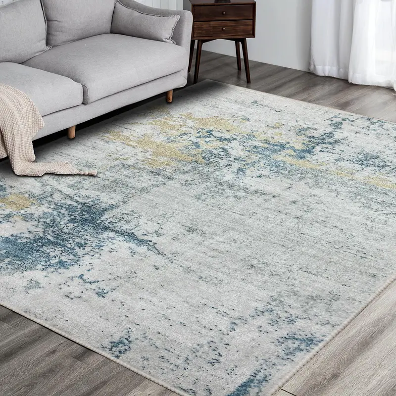 Mordern Abstract Pattern Large Rug, Soft Area Rug with Anti-slip Base, Unique Rugs, Decorative Carpet for Home Living Room Bedroom Dining Room 4