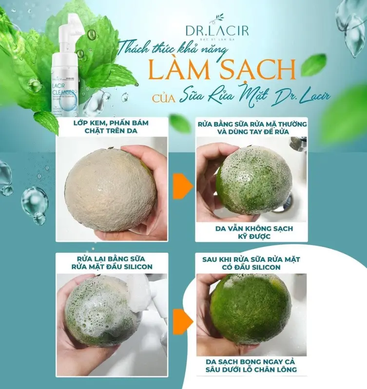 Sữa Rửa Mặt Kiềm Dầu Bạc Hà Dr Lacir Hộp 150ml dành cho da dầu Skincare 5