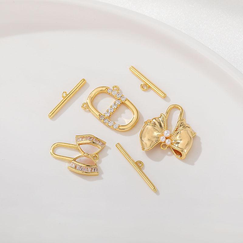 Product Introduction of OT buckle, beads, 18K, gold-plated, 2 sets, wholesale, DIY, ZF-88,color preservation, inlay, bow tie, handmade, bracelet, necklace, connecting buckle 11