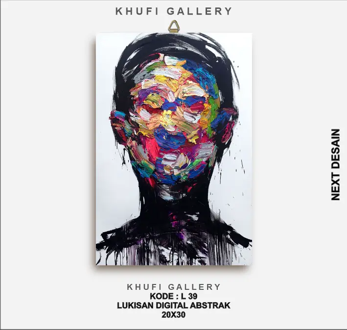 Khufi Gallery Hiasan Dinding Rumah Kamar Tidur Ruang Tamu Teras Lukisan Digital Wajah Abstrak Aestetic L Besi Gantungan