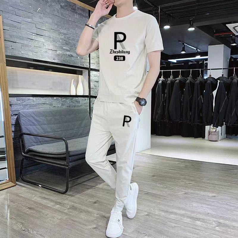 Bộ Đồ Mùa Hè Cho Nam, Hàng Mới Về, Quần Áo Thể Thao, Phong Cách Thường Ngày Dáng Rộng Vừa Vặn, Hợp Xu hướng Và Đẹp Trai, Làm Bằng Lụa Lạnh, ngắn Tay, Bao Gồm Quần Dài Nam, Hợp Xu hướng 1