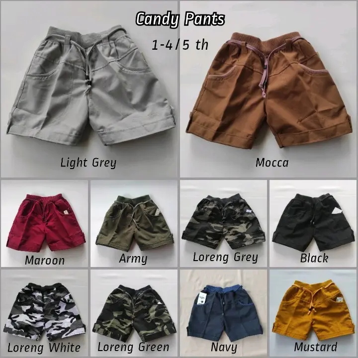 Celana Pendek Anak Chino 1-4 Tahun Laki-laki Perempuan Polos Baby Canvas Black Green Grey White Katun Bayi - Cowok, Cewek Anak-Anak 4