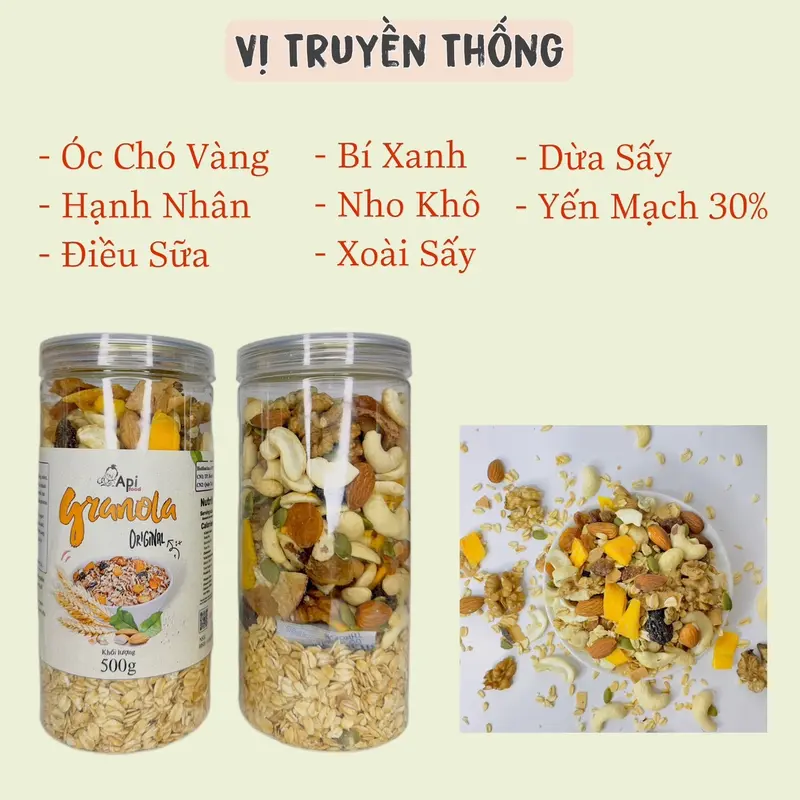 [COMBO 3 TẶNG 1 + QUÀ TẶNG] 2KG Ngũ Cốc Granola 30% Yến Mạch Api Food - Ăn Vặt Api Food 1