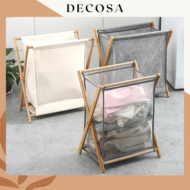 Giỏ đựng quần áo khung gỗ sọt đựng đồ giặt Rổ