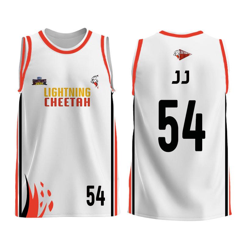 Áo Thi Đấu Cheetah Lightning, Áo Thi Đấu Vest Trắng, Áo Thi Đấu Cổ Tròn, Thời Trang Thường Ngày Thoải Mái Và Dễ Phối Đồ Áo Thoáng Khí, Thích Hợp Cho Gmmtv STARLYMPICS, Áo Thi Đấu Trò Chơi Bóng Rổ, Hàng Có Sẵn 5