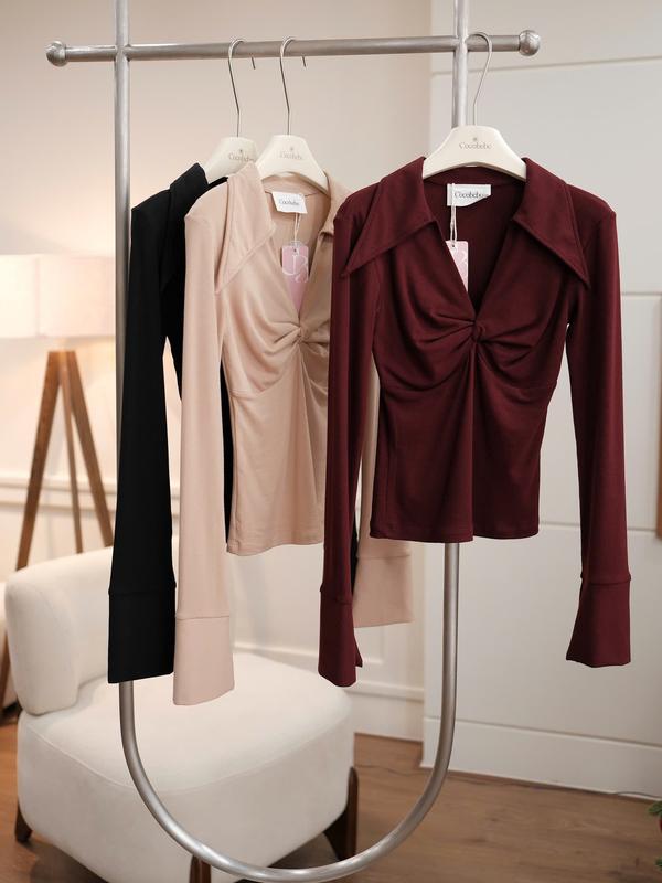 Áo thun tay dài kiểu xoắn ngực nữ COCOBEBE