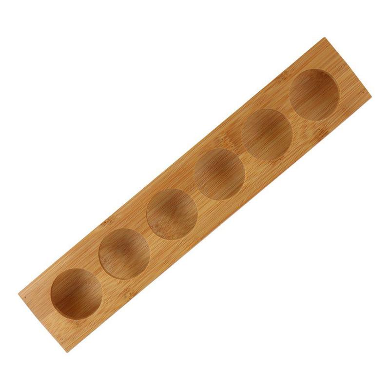 Product Introduction of Durable Bamboo Shot Glass Holder with 6 Slots Easy to Use Shot Glass Tray Multipurpose Shot Glass Display Wine Glasses 20