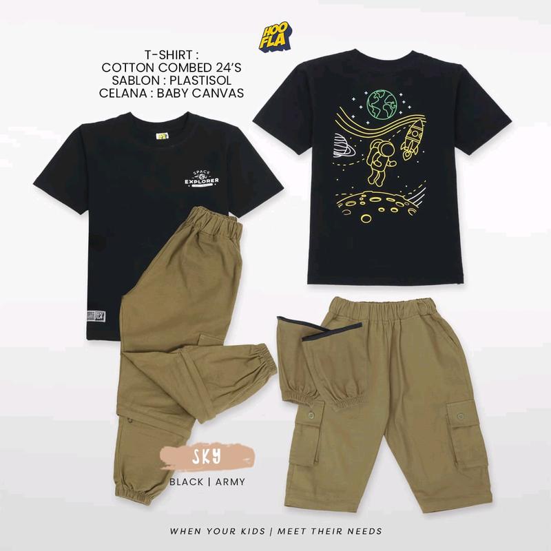 SETELAN BAJU ANAK LAKI LAKI SET OUTDOOR T-SHIRT JOGGER PANTS HOOFLA USIA 3-12 TAHUN HOOFLAKIDS Fashion Celana 4