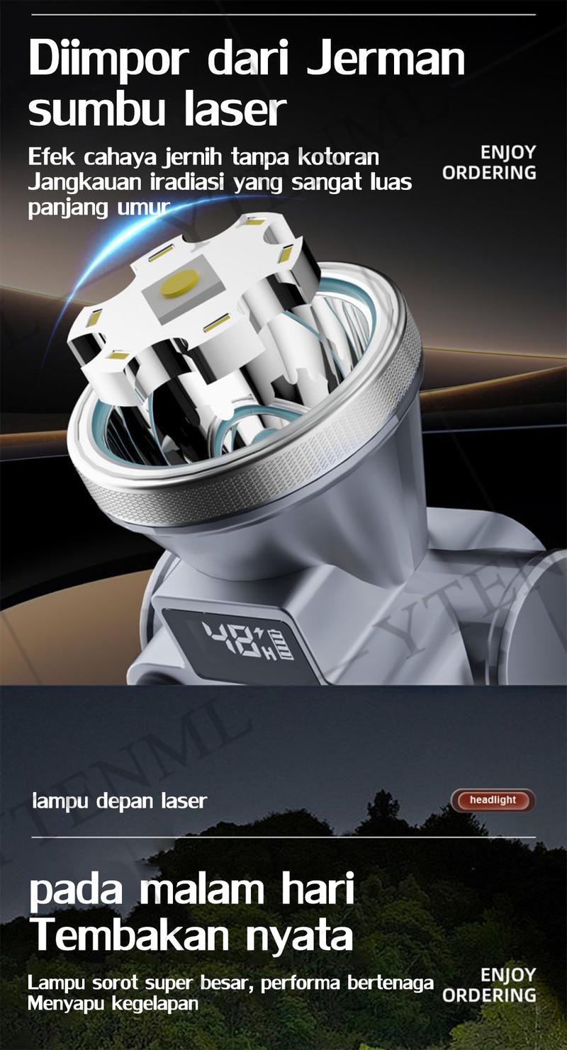 Product Introduction of 500W Senter Kepala 30 hari tanpa pengisian daya Senter Kepala Super Terang Senter kepala led super terang Super Terang Outdoor Anti Air lampu emergency tahan 24 jam Baterai 10