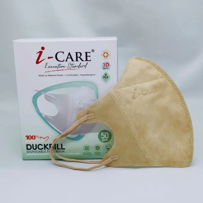 Masker ICARE Duckbill EMBOS Earloop 4ply PREMIUM QUALITY BOX 50pcs / POUCH 25pcs Waterproof Duckbill Icare 7