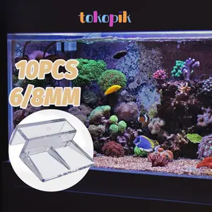 Akuarium Bracket Klip Akrilik Penyangga Penutup Akuarium Cocok untuk Penutup Akuarium