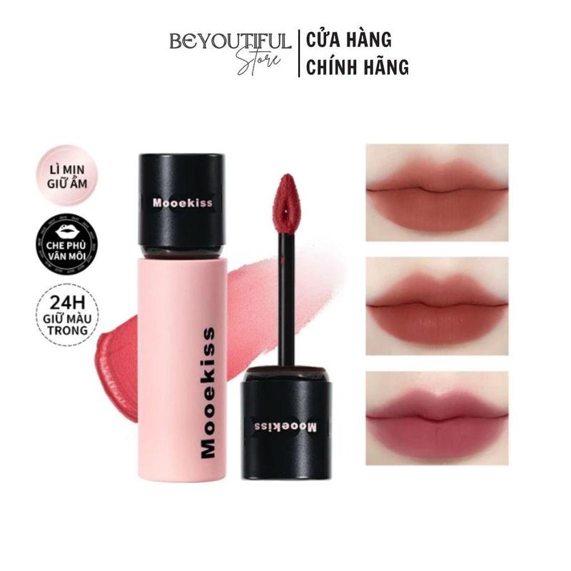 Son Kem Bùn MOOEKISS Velvet Lip Mud Ẩm Mịn, Che Phủ Cao, Làm Mờ Vân Môi 3g