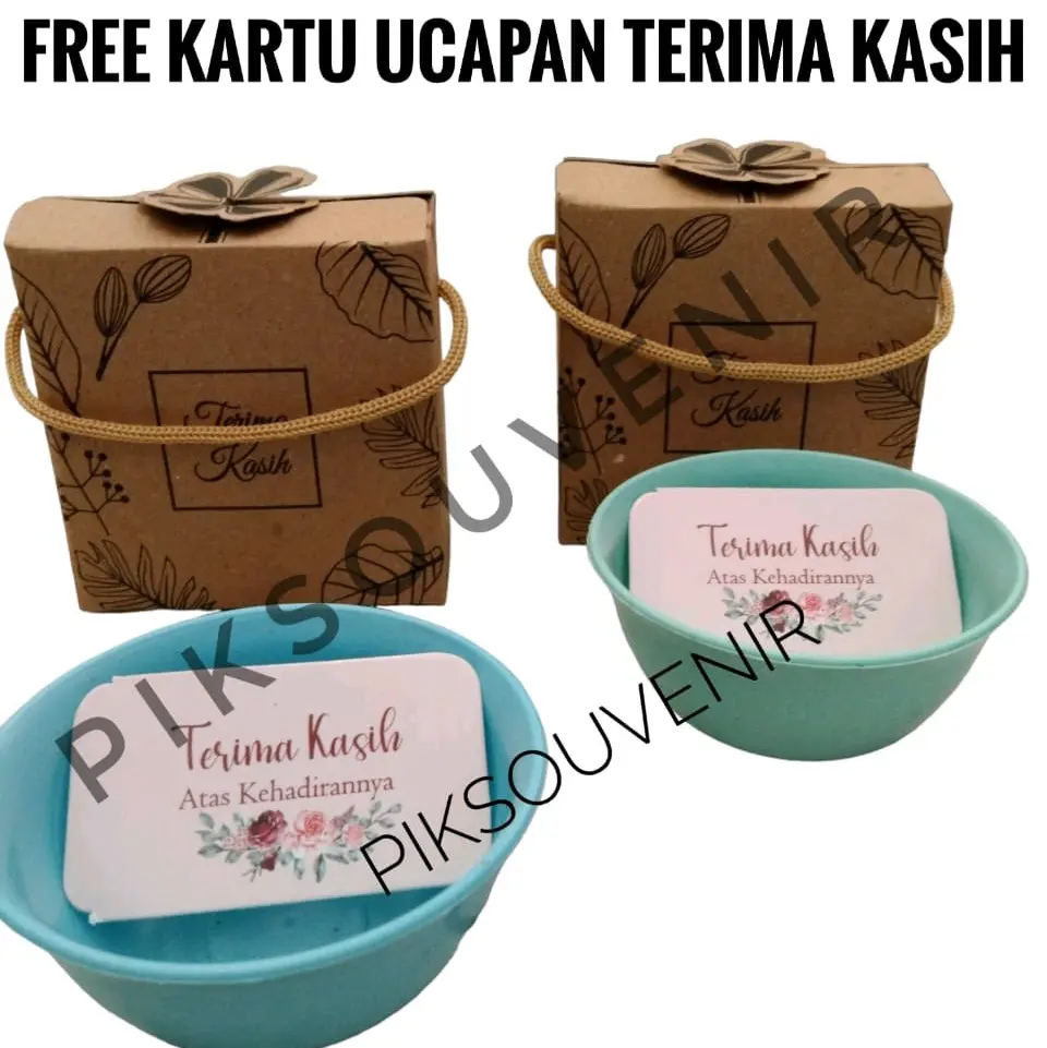 (100 PCS )SOUVENIR MANGKOK BULAT SOFT KEMASAN BOK RUSTIC TERMURAH!!!