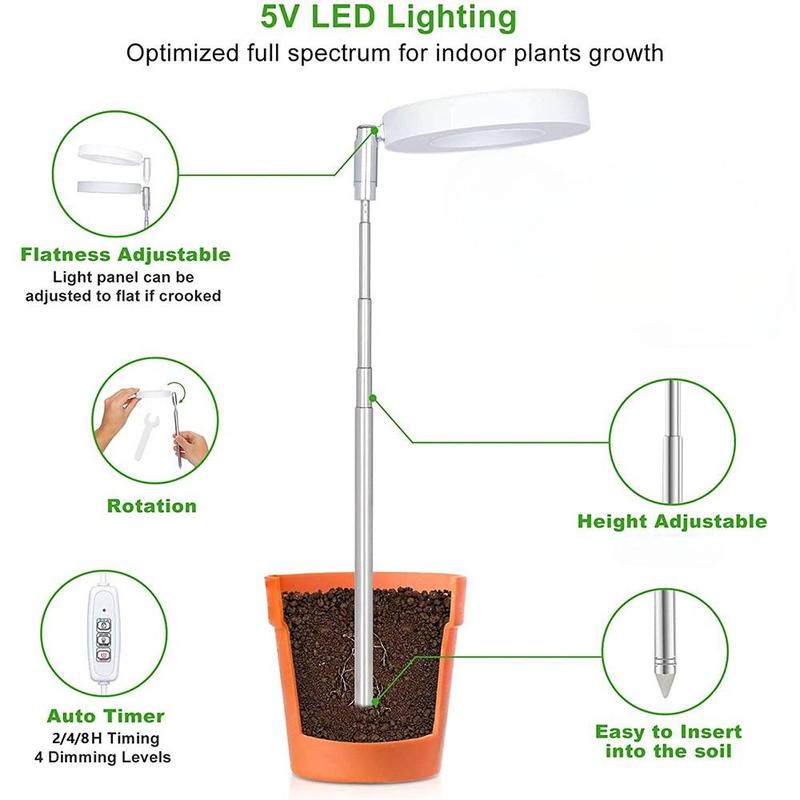 Full Spectrum LED Plant Growing Light, Height Adjustable Growing Lamp, 4 Dimmable Brightness Small Plants Growing Lamp, Pot, Modern, Home 6