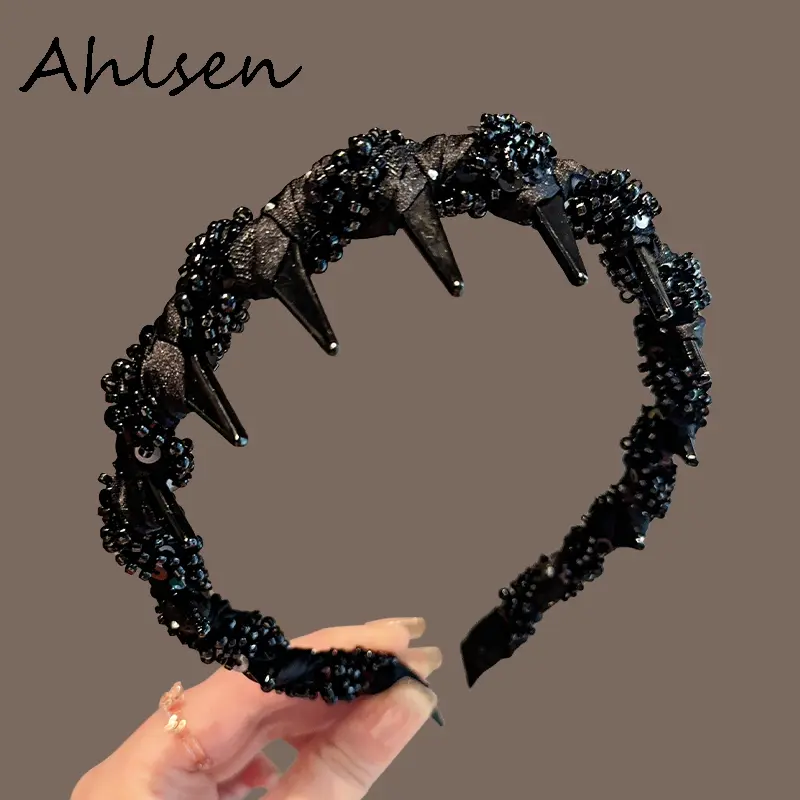 Băng Đô Sóng Tóc, Thiết Kế Sáng Bóng Màu Đen Thanh Lịch, Dành Cho Nữ, Có Răng, Phụ Kiện Tóc