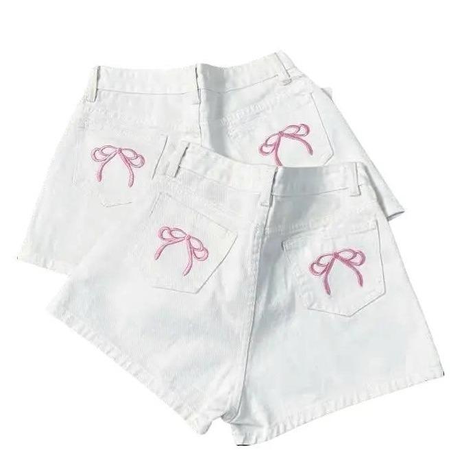 (Hàng Tết) Quần Short kaki Túi thêu nơ 2 màu đen trắng/ Quần short nữ túi thêu 2 nơ hồng/ Quần đùi nữ có 2 túi sau xinh xắn đón xuân Women Pants Có Túi Lịch Voi