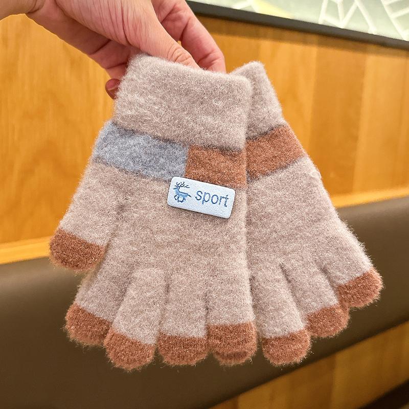 Product Introduction of Children's Gloves Autumn and Winter 5-12 Years Old Knitted Warm-Keeping and Cold-Proof Primary School Boys and Girls Baby Five Finger Riding Gloves 6