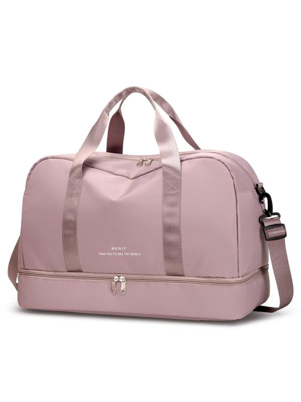 New Trendy Simple Letter Print Zipper Travel Bag, 2025 Matching Lightweight Large Capacity Dry & Wet Separation Sports Fitness Bag, Short-distance Business Trip Travel Bag, Portable Luggage Bag 5