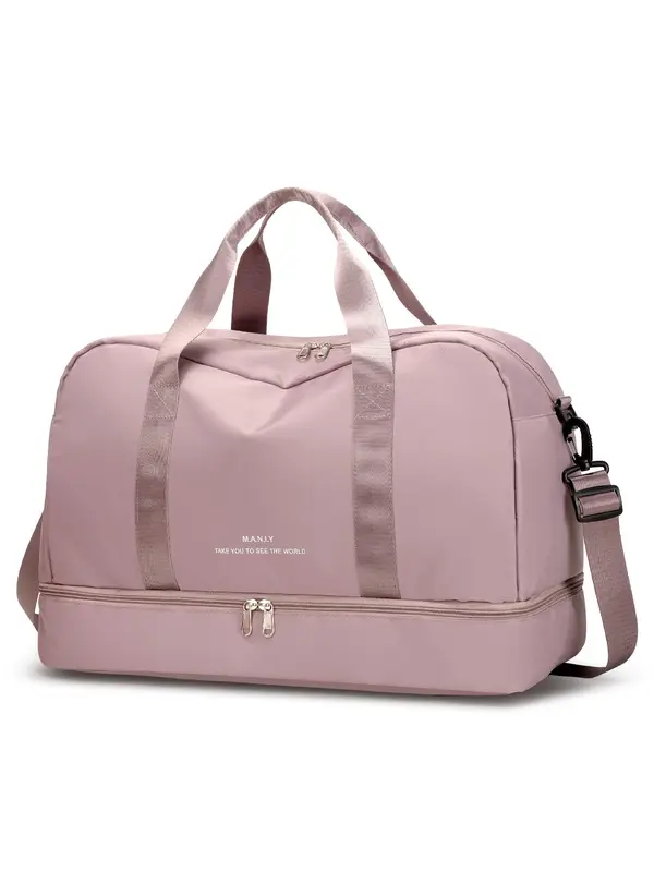 New Trendy Simple Letter Print Zipper Travel Bag, 2025 Matching Lightweight Large Capacity Dry & Wet Separation Sports Fitness Bag, Short-distance Business Trip Travel Bag, Portable Luggage Bag 4