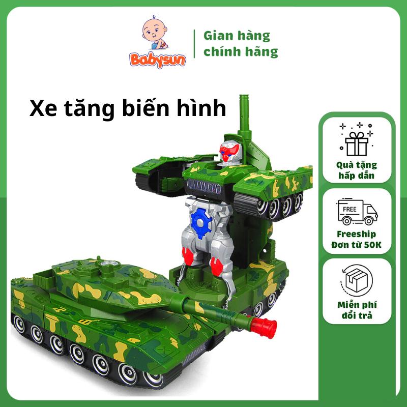 Xe Tăng Biến Hình RoBot Tự Động Có Đèn Nhạc có pin- Đồ Chơi Thông Minh Cho Bé