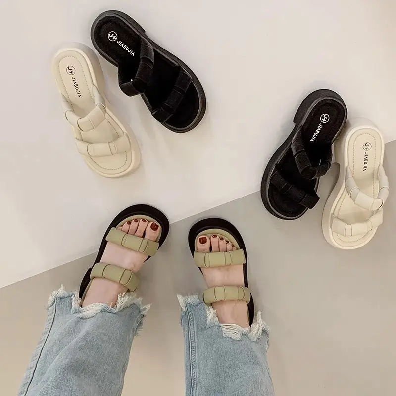 HQS04 Best seller Wedges Import Wanita - Sandal Wanita Wedges Santai Hitam