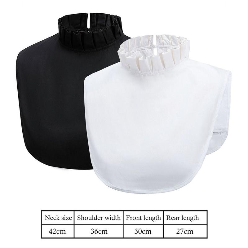 Elegant Cotton False Collar Solid Color Turtleneck Ruffled Mock Neck Sleeveless Detachable Clothes Accessory Women Ladies 2