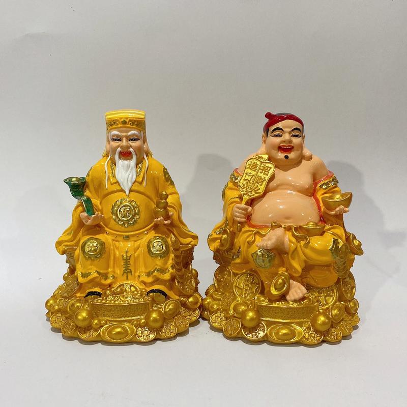 Bộ Tượng 2 Ông Thần Tài Và Thổ Địa Cao 14cm Ngồi Chéo Chân 5