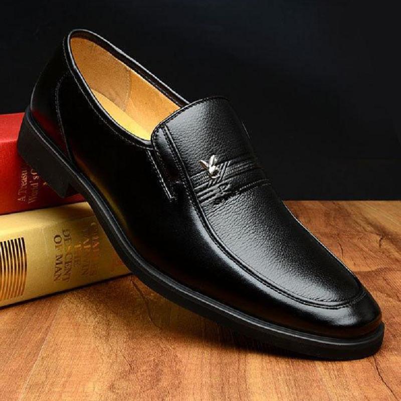 Product Introduction of COD Black Leather Shoes For Men Business Rubber Leather Shoes Formal Wear PU Shoes For School Casual Soft Leather For Studen Office Work Comfort Breathable Leather Boy Footwear Closed Walking Shoes For Creeper Bedroom Mens Leather Security Guard 19