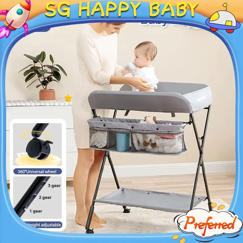 【SG Happy Baby】 【diaper changing table】Baby Diapers Changing Table Foldable Newborn Multifunctional 0-3 Years Old Care Diaper Nursing Table