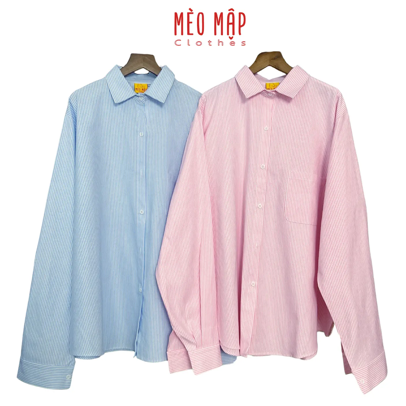 Áo sơ mi kẻ sọc MÈO MẬP tay dài form rộng bigsize nam nữ unisex vải Oxford dày dặn mịn đẹp