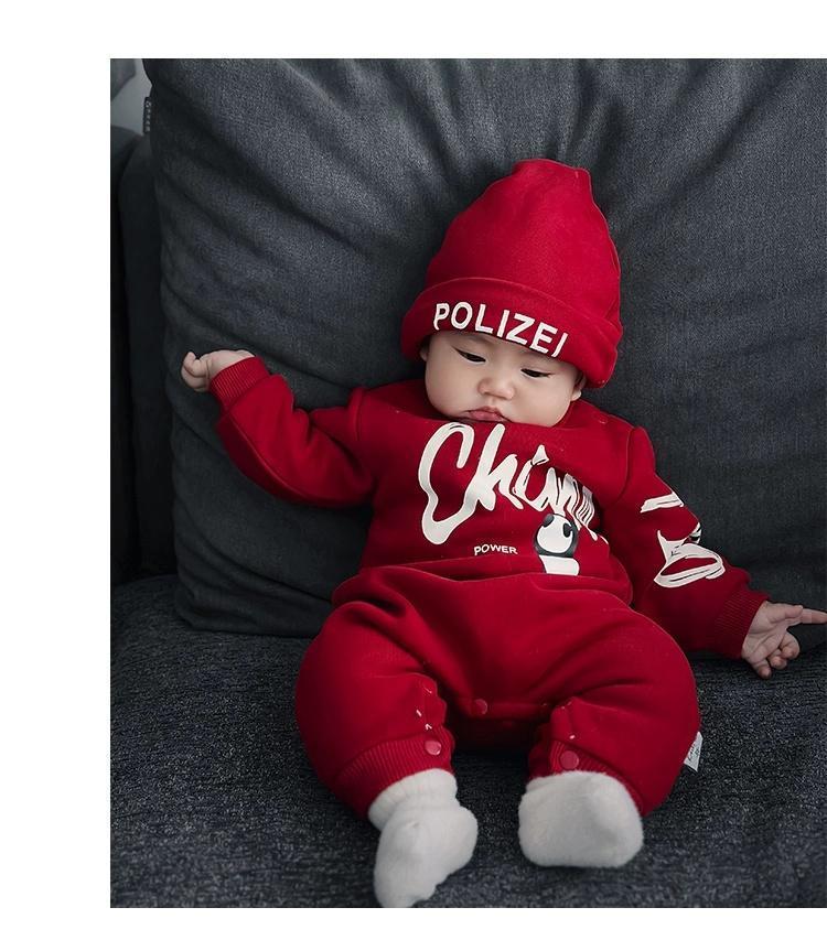 Product Introduction of Áo Jumpsuit Quần Lót Lông Cừu Cho Em Bé Phong Cách Mùa Thu Và Mùa Đông, Màu Đỏ Lễ Hội, Thích Hợp Cho Một Tháng Tuổi Và Một Trăm Ngày, Quần Áo Năm Mới, Siêu Dễ Thương 10