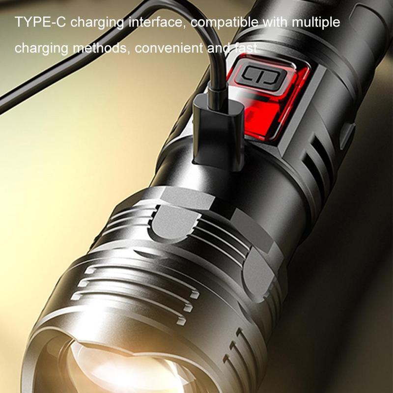 Đèn Pin LED, Zoom Siêu Sáng, Có Thể Sạc Lại, Chống Thấm Nước, Chùm Sáng Cao, Thích Hợp Sử Dụng Ngoài Trời, O3Z8 8