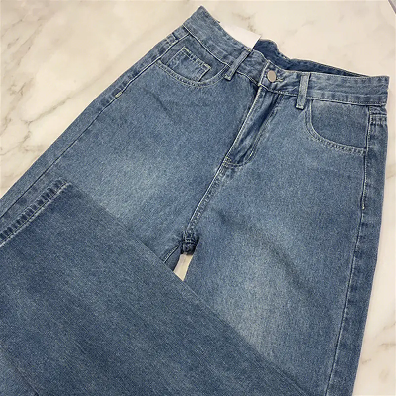 lulu-jeans Biru Retro Hight Waist Kulot Celana Jeans Wanita Korea 1