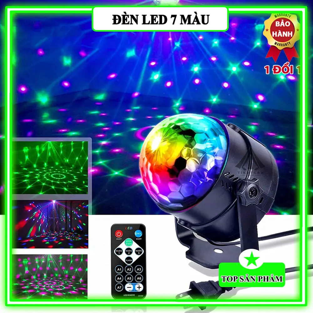 Đèn xoay 360 độ 7 màu trang trí giáng sinh tết đèn led xoay vũ trường sân khấu tiệc ngoài trời đèn  xoay bay phòng