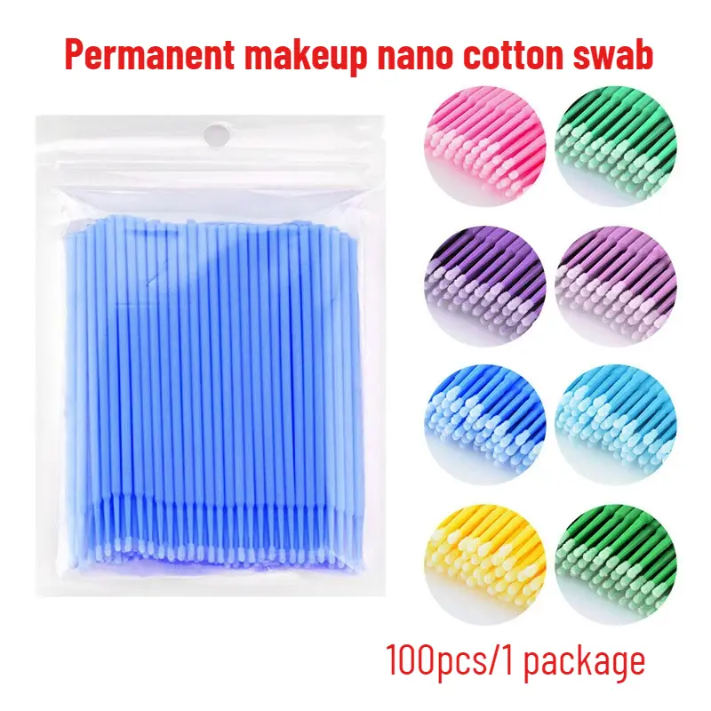 "Available" 100pcs disposable semi-permanent makeup embroidery cotton swab micro brush hair tattoo eyelash extension
