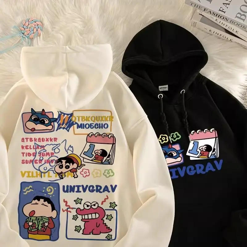 Women's hoodie, cartoon letter pattern, cute and minimalist, fashionable for couples, hooded, loose fitting, Korean version, large size, suitable for both men and women