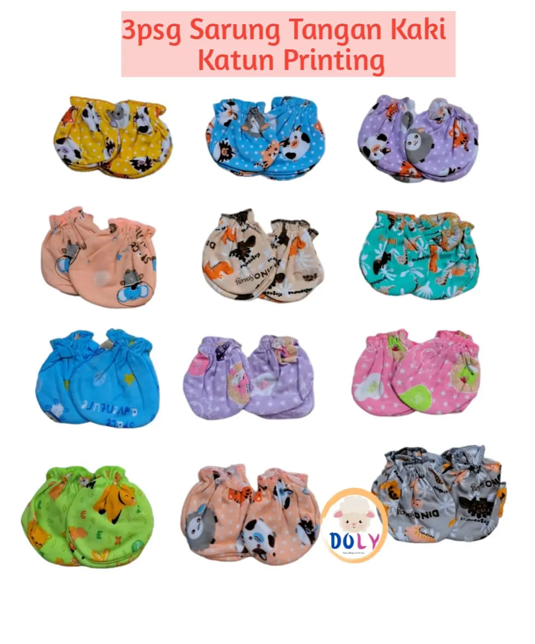 3psg Sarung tangan & sarung kaki Bayi Baru lahir Katun Lembut Newborn