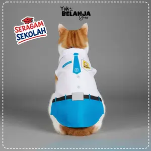 YBG - [COSTUM NAMA] Baju Kucing  Kaos Seragam Sekolah Tank / Baju Kucing Size S-XXL