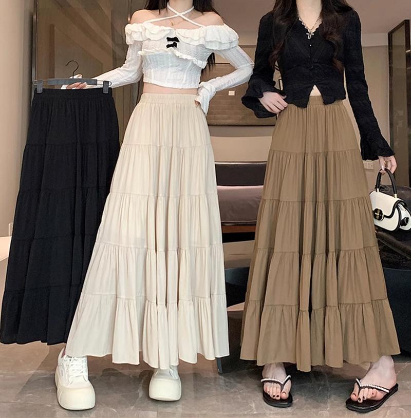 Product Introduction of Chân Váy Dài Voan Xếp Ly Có Đệm Chữ Thời Trang, Dành Cho Nữ, Phong Cách Lady, Chân Váy Dài Cô Gái CV Thực Tế, 052 Voi 23