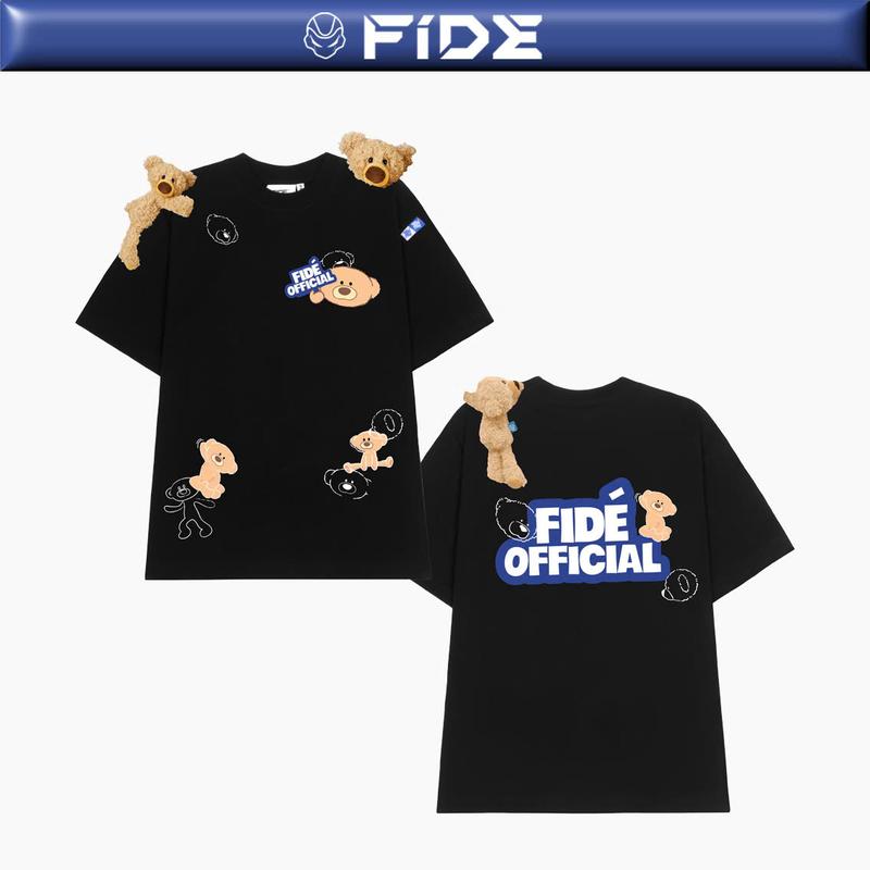 Áo thun FIDE TEEDY-AT45 GẤU BÔNG phông cotton unisex nam nữ form rộng cổ tròn ulzzang