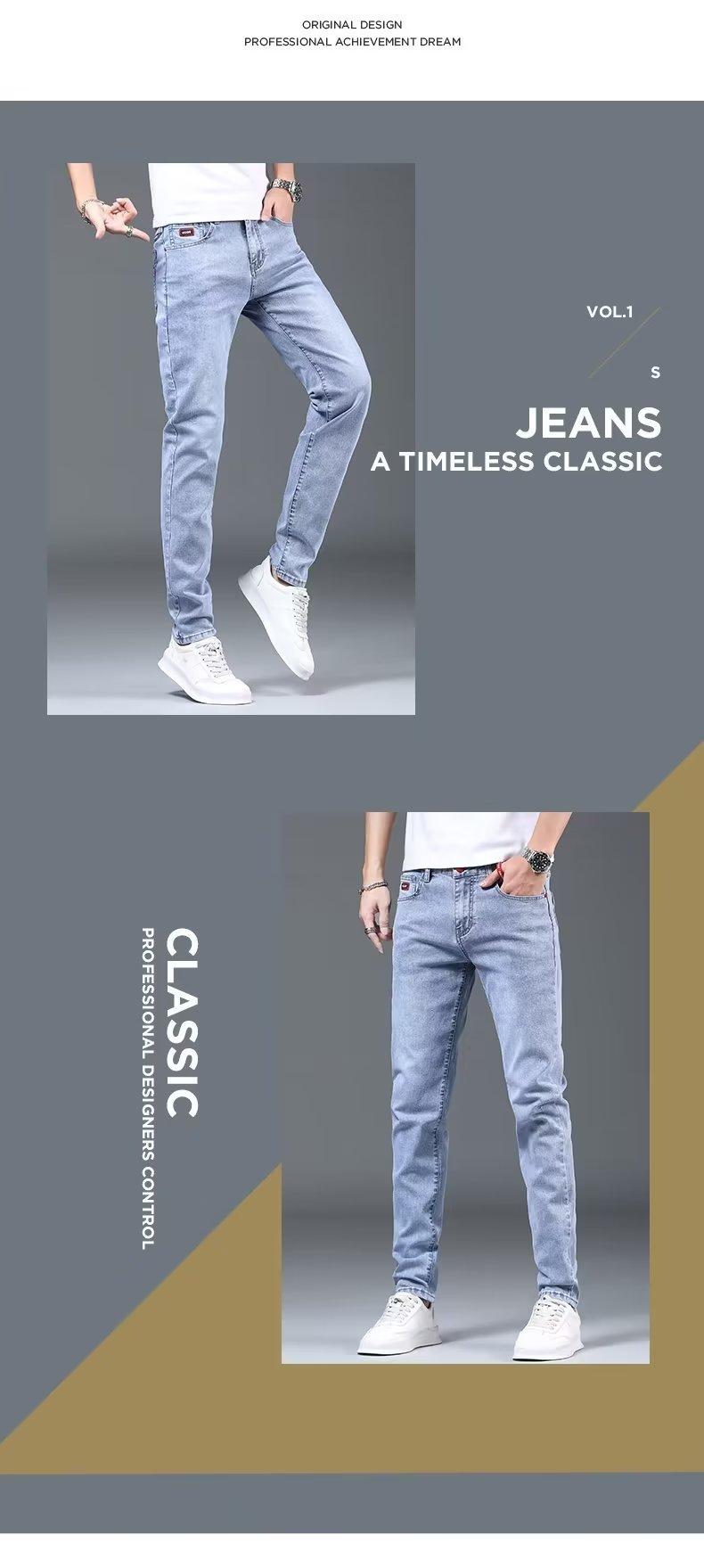 Product Introduction of Jeans Men's Korean Style Stretch Feet Pants Pants Bottoms Fashion Casual Teen Trousers 6