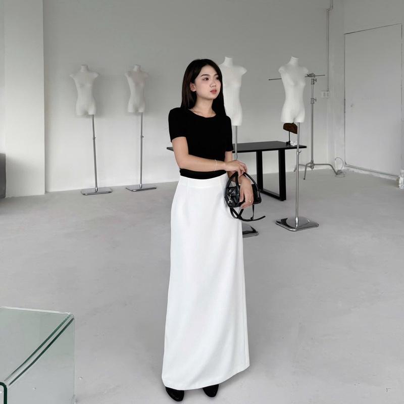 Nala skirt| Chân váy xuông Cao Cấp dáng A dài, xẻ tà sau 95cm, thiết kế Dens.clothing