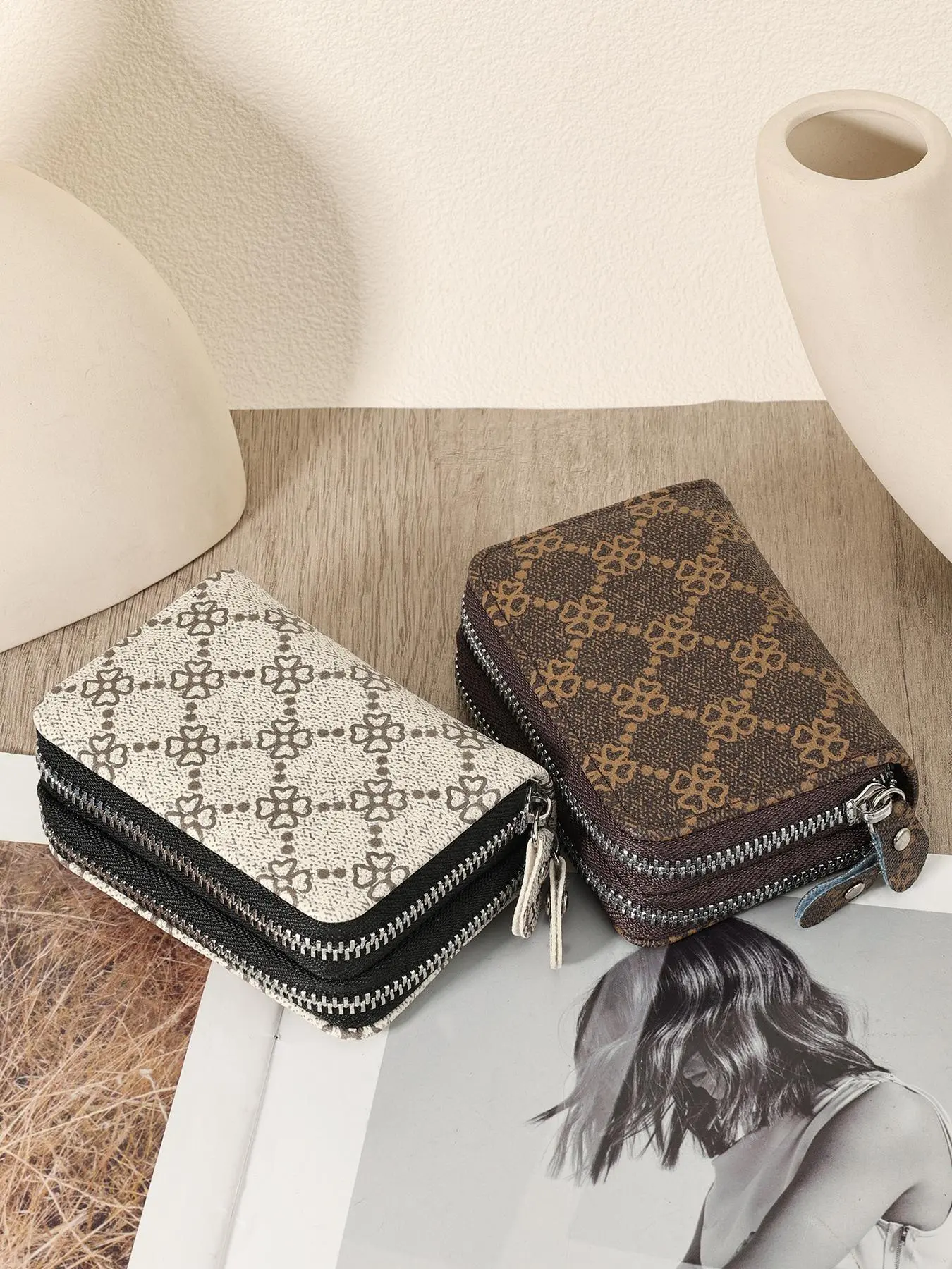 Fashionable Wallet, High-quality Credit Card Storage Bag, Simple Casual Multi Card Holder with Double Zipper, Suitable for Outdoor Activities, Travel, and School