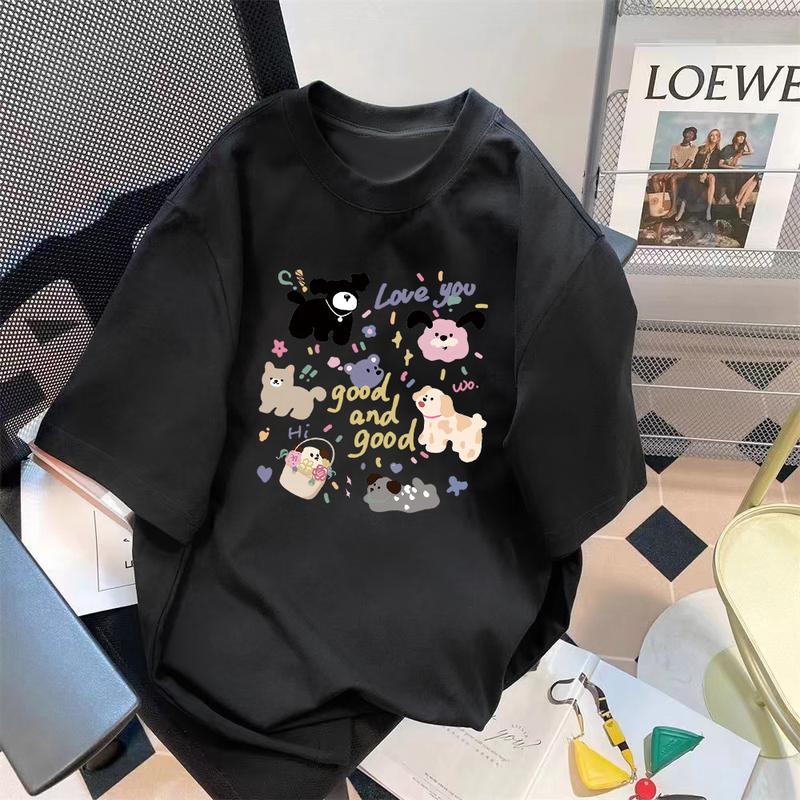 Product Introduction of Limited-Time Discount Youth Summer Short-Sleeved T-shirt Cartoon Print Half Sleeve Shirt Loose All-Matching round Neck T-shirt Clothing Women's Clothing 5