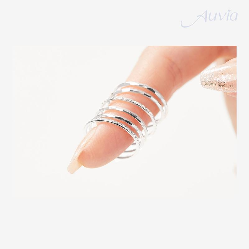 Nhẫn bạc nữ trơn mặt cắt lấp lánh trẻ trung. nhẫn bạc nữ thật 100% S925 nguyên khối đơn giản - Auvia Jewelry 3